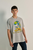 Camiseta oversize unicolor con diseño de Pinky y Cerebro