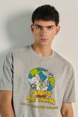 Camiseta oversize unicolor con diseño de Pinky y Cerebro