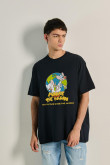 Camiseta oversize unicolor con diseño de Pinky y Cerebro