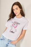 Camiseta blanca crop top con diseño de Aristogatos