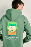 Buzo oversize verde con diseños de South Park y capota