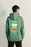 Buzo oversize verde con diseños de South Park y capota