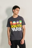 Camiseta gris con diseño de South Park y cuello redondo