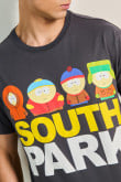 Camiseta gris con diseño de South Park y cuello redondo