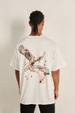 Camiseta unicolor manga corta oversize con arte de animales