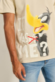 Camiseta kaki clara manga corta con diseño del Pato Lucas