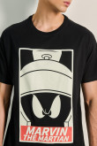 Camiseta negra manga corta con diseño de Looney Tunes