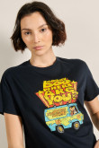 Camiseta crop top azul intensa con diseño de Scooby-Doo