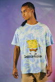 Camiseta crema tie dye oversize con diseño de Bob Esponja