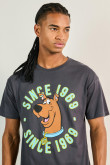 Camiseta cuello redondo gris con diseño de Scooby Doo