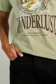 Camiseta unicolor con diseño de naturaleza y cuello redondo