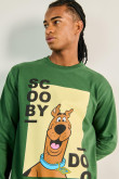 Buzo verde oscuro con diseño de Scooby-Doo y cuello redondo