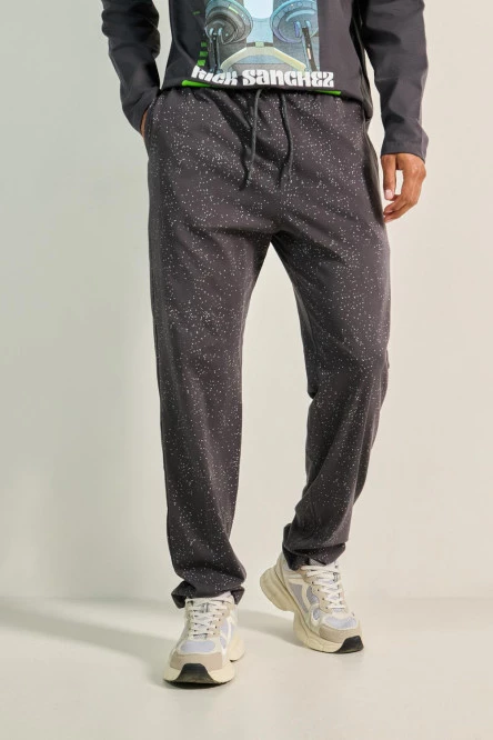 Pantalón jogger gris con diseños de Rick and Morty