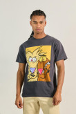 Camiseta gris intensa manga corta con arte de Angry Beavers