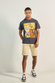 Camiseta gris intensa manga corta con arte de Angry Beavers