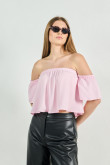 Blusa crop top unicolor con hombros descubiertos