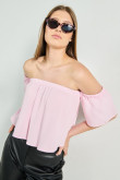 Blusa crop top unicolor con hombros descubiertos