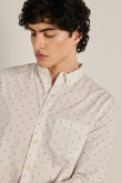 Camisa blanca manga larga con estampados mini print