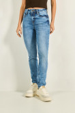 Jean azul claro jegging tiro alto ajustado con 5 bolsillos