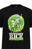 Camiseta unicolor cuello redondo con arte de Rick and Morty