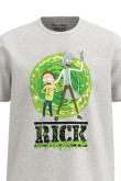 Camiseta unicolor cuello redondo con arte de Rick and Morty