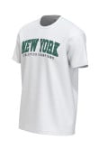 Camiseta unicolor con arte college New York y cuello redondo