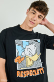 Camiseta negra oversize con diseño de Donald y manga corta