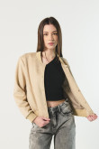 Chaqueta bomber liviana kaki con bolsillos de ribete