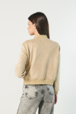 Chaqueta bomber liviana kaki con bolsillos de ribete