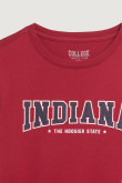 Camiseta cuello redondo roja con diseño college de Indiana