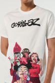 Camiseta manga corta crema con estampado de Gorillaz