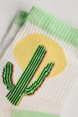 Medias cortas unicolores con diseño de cactus