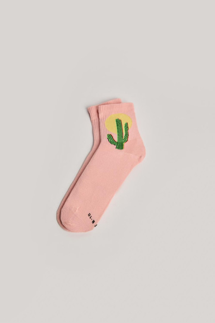 Medias cortas unicolores con diseño de cactus