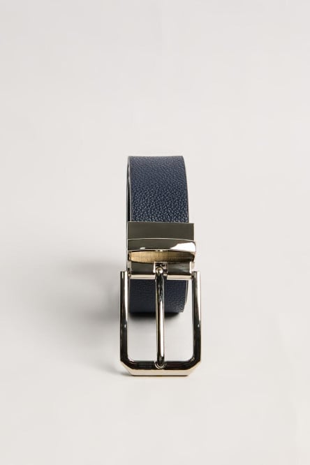 Cinturón azul intenso sintético con hebilla cuadrada