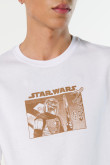 Camiseta blanca manga corta con diseño de Star Wars