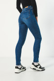 Jean jegging azul oscuro con tiro súper alto y 5 bolsillos