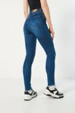 Jean tiro alto jegging azul oscuro con costuras en contraste