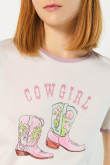 Camiseta unicolor manga corta con diseño vaquero