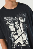 Camiseta gris oversize manga corta con arte de Looney Tunes