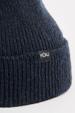 Gorro tejido azul oscuro con marquilla y doblez sencillo