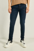 Jean súper skinny ajustado azul intenso con tiro bajo