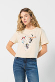 Camiseta crop top kaki con diseño en frente de Animaniacs