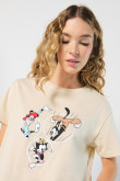 Camiseta crop top kaki con diseño en frente de Animaniacs