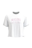 Camiseta unicolor crop top con texto college de Malibú