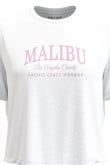 Camiseta unicolor crop top con texto college de Malibú