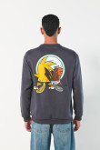 Buzo gris intenso cuello redondo con diseño de Angry Beavers