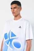 Camiseta blanca manga corta con diseños de PlayStation