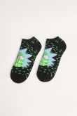 Medias tobilleras negras con diseño de Rick and Morty