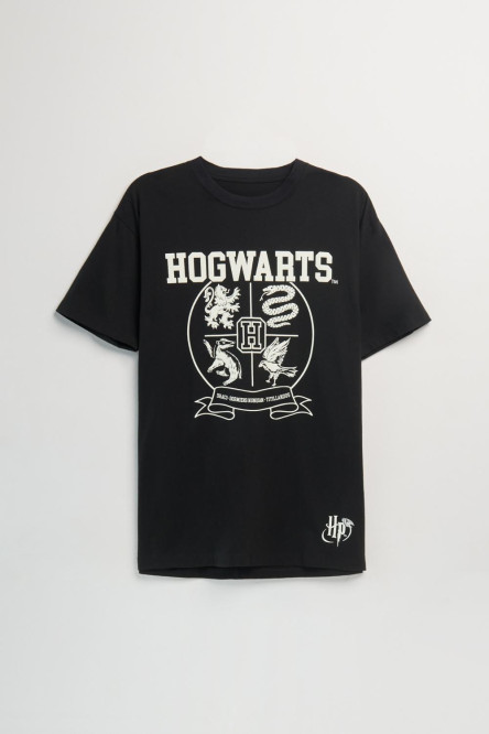 Camiseta negra de Harry Potter en algodón con manga corta