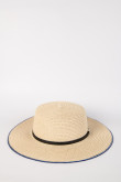 Sombrero floppy crema con ala ancha y cinta decorativa